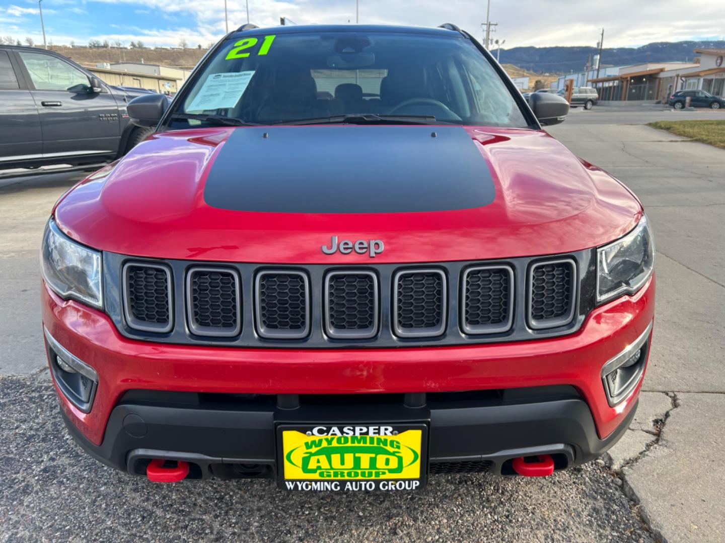 2021 RED /BLACK Jeep Compass Trailhawk (3C4NJDDB5MT) with an 2.4L engine, Automatic transmission, located at 3030 CY Ave, Casper, WY, 82604, (307) 265-3830, 42.827816, -106.357483 - Photo#9